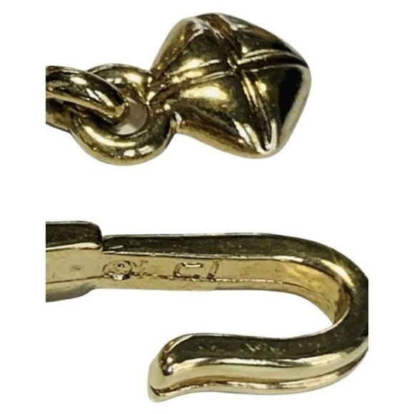 VTG Liz Claiborne White Square Pendant Snake Chain Necklace 21” Gold Grannycore - Picture 15 of 16